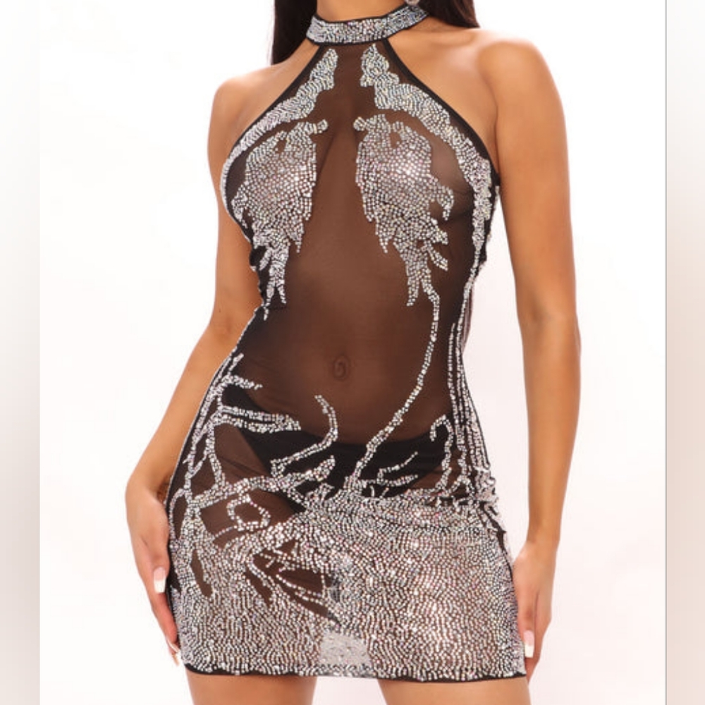 Fashion Nova Brown Sleeveless Halter Bodycon Dress